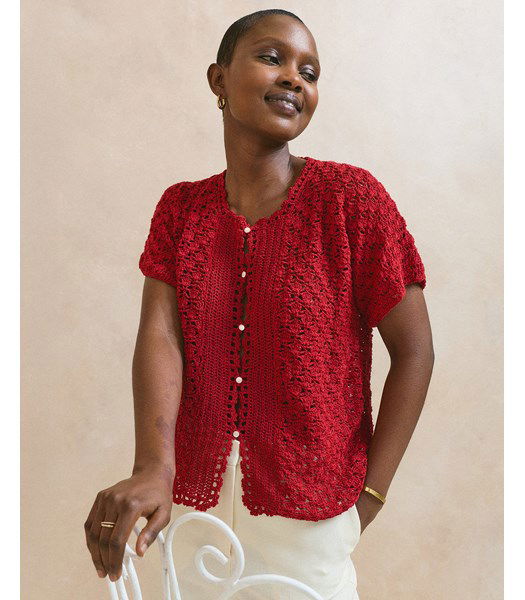 Haakpatroon Damesvest met geschulpte rand