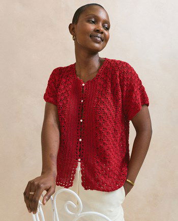 Damesvest met geschulpte rand