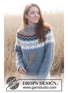 Damestrui met veelkleurig patroon en hoge kraag