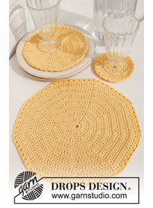 Haakpatroon placemats en onderzetter lunch in the sun gemaakt van Drops Paris