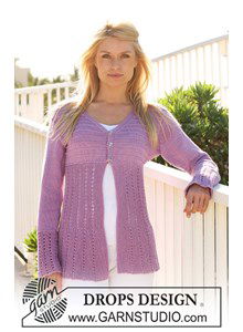 DROPS vest van Muskat met kantpatroon 