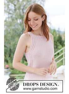 Breipatroon gebreide zomertop met elegant kantpatroon gemaakt van Drops Belle