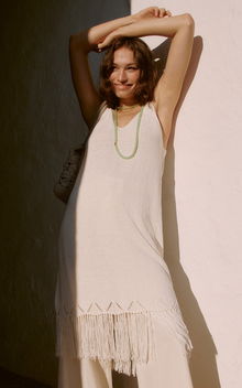 Dames tuniek met ajour en franjes