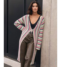 Damesvest met gekleurde strepen gemaakt van Lana Grossa Elastico