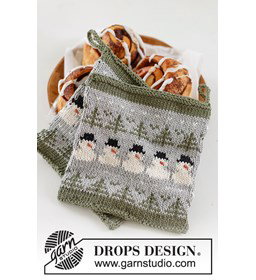 pannenlappen Snowman Time Potholders gemaakt van Drops Cotton Light