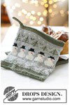 Breipatroon pannenlappen Snowman Time Potholders van andere kant