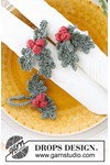 Haakpatroon servetring of kerstdecoratie Holly Napkin Rings van andere kant