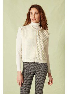 Damesspencer met opgerolde boordjes