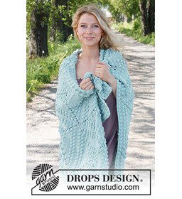 Deken Rain Puddles met noppenpatroon gemaakt van DROPS Sky