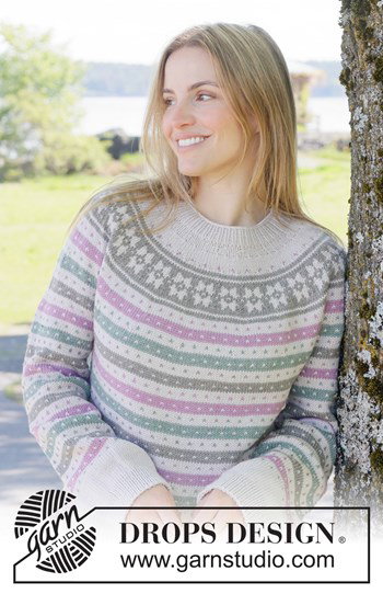 top-down gebreide trui met Scandinavisch patroon