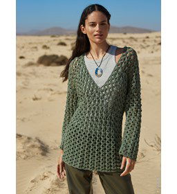 Heuplange damestrui in open haakpatroon