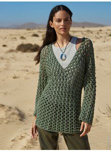 Heuplange damestrui in open haakpatroon