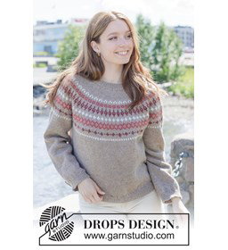 damestrui Berry Charm Sweater met Scandinavisch patroon gemaakt van Breinaalden zonder knop