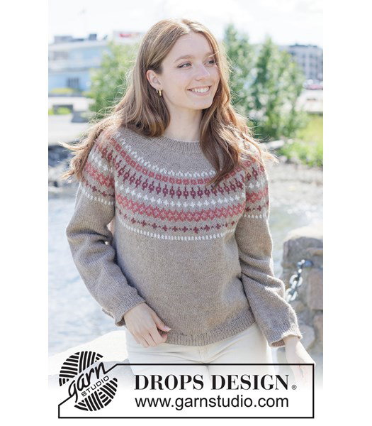 Breipatroon damestrui Berry Charm Sweater met Scandinavisch patroon