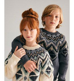 Kindertrui met jaquardpatroon gemaakt van Phildar Phil Partner 3,5