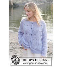 Lavender Oasis Cardigan gemaakt van Drops Brushed Alpaca Silk