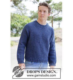 herentrui met raglan van boven naar beneden gemaakt van Drops Alaska