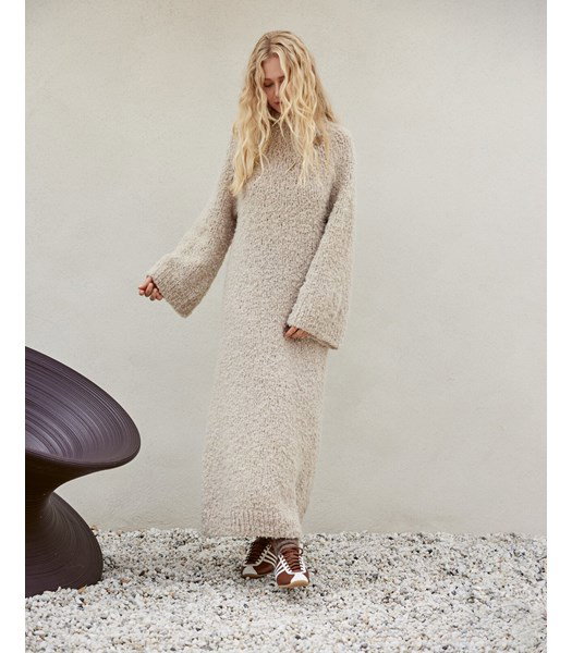 Breipatroon lange boucle jurk