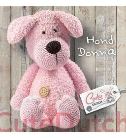 Roze gekaakte knuffelhond gemaakt van Scheepjes Softy