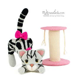 Knuffel grijs zwart gecyperde kat gemaakt van applicatie