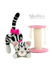 Knuffel grijs zwart gecyperde kat