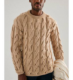 Herentrui met dik kabelpatroon gemaakt van Phildar Phil Irlandais