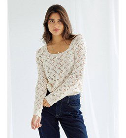 Trui in diagonaal kantpatroon gemaakt van Phildar Phil Origin