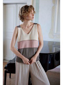 Breipatroon mouwloos damesshirt brenda met v-hals gemaakt van Lang Yarns Baby Cotton