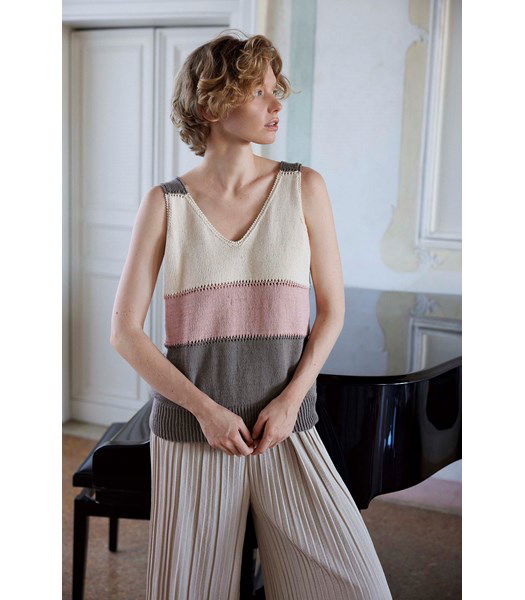 Breipatroon Mouwloos damesshirt Brenda met V-hals