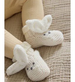 Slofjes met konijnen hoofdje gemaakt van Phildar Phil Baby doll
