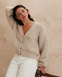 Damesvest met ribbels en knoopsluiting