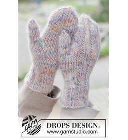 Luxe gebreide wanten met wol, mohair en zijde gemaakt van DROPS Fiesta