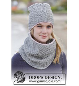 Gebreide muts en halswarmer gemaakt van Drops Alaska