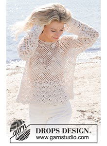 Doorschijn trui met noppen en waaierpatroon