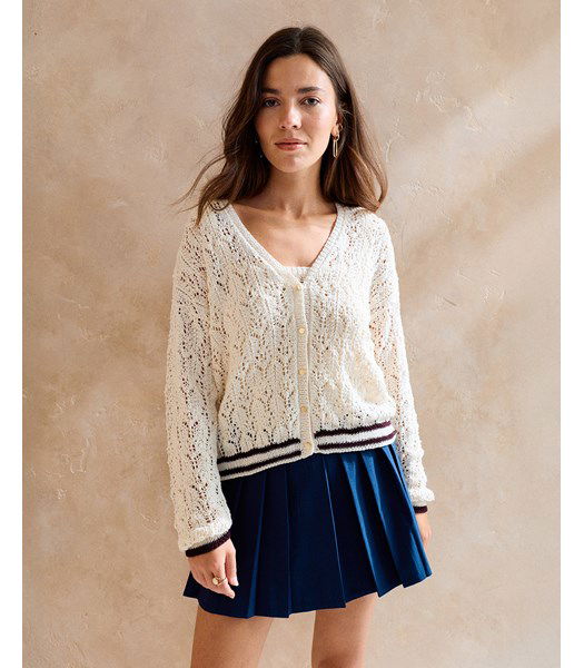 Breipatroon Damesvest in kantpatroon