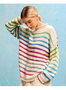 Breipatroon trui met gemeleerde strepen gemaakt van Lana Grossa Cotonella