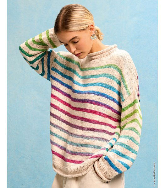 Breipatroon trui met gemeleerde strepen