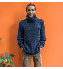 Herentrui in tricot- en boordsteek gemaakt van Phildar Phil Nebuleuse