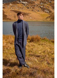 Lang herenvest met sjaalkraag