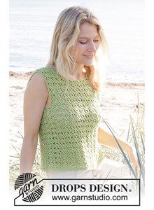 Damestop met waaierpatroon en ronde hals