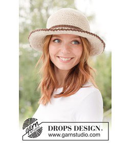 Gehaakte zonnehoed van zacht katoen gemaakt van Drops Safran