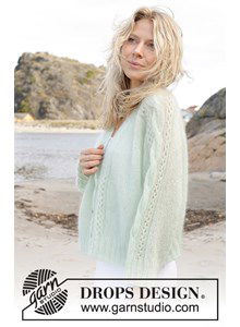 Damevest met kabel- en kantpatroon in mouwen en voorpand