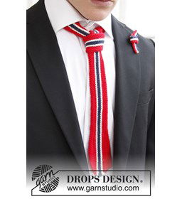 Gebreide stropdas en strik in nationale kleuren van Safran gemaakt van Drops Safran