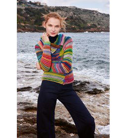 Vest met brede overslag gemaakt van Boeken Lang Yarns