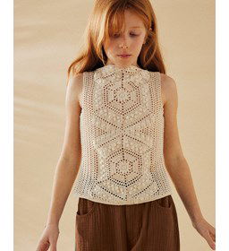 Mouwloos topje voor meisjes gemaakt van Phildar Phil Perle 5