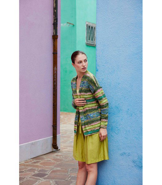 Breipatroon damesvest Osla met boord in gesrtekorrelsteek