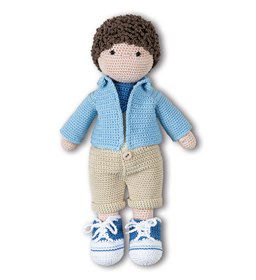 Jongetjes pop met krullend haar gemaakt van ogen