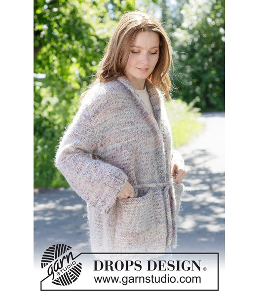 Breipatroon oversized damesvest met ceintuursluiting