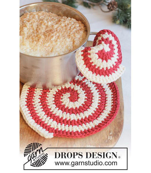 Haakpatroon Gehaakte kerst pannenlap en onderzetter in spiraal
