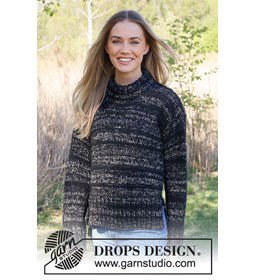 Damestrui met dubbele hals en split gemaakt van Drops Brushed Alpaca Silk